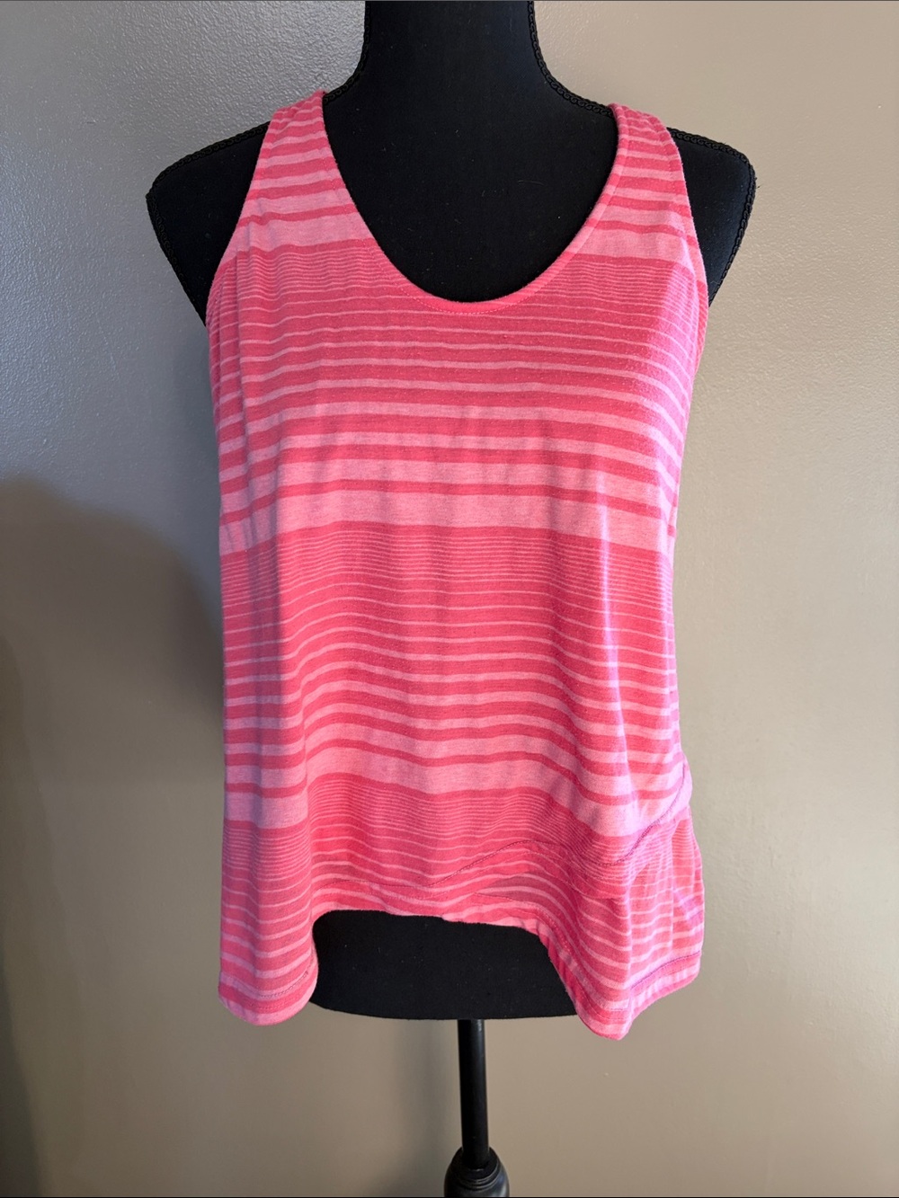 Mossimo Supply Co. Pink Striped Scoop Neck Tank with Fun Hem Lines